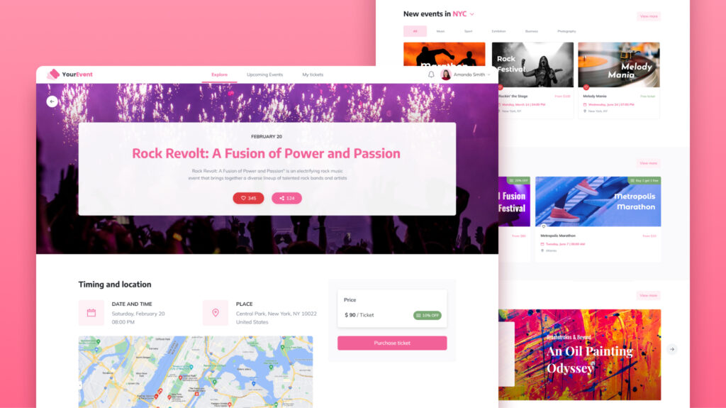 Event & Ticketing web application examples - Visily AI