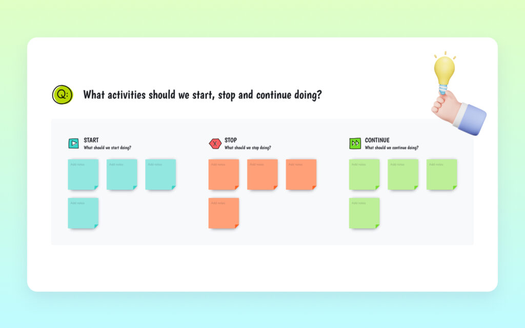 Start-Continue-Stop Retrospective - Visily AI