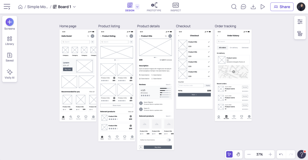 low fidelity wireframes